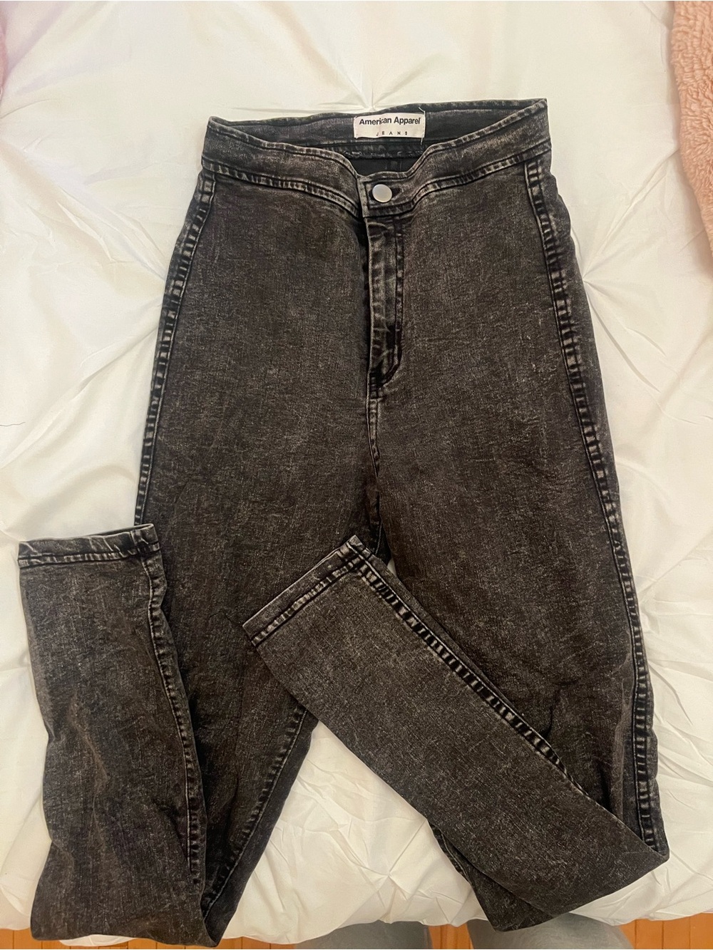 American Apparel High-Rise Washed Black Jeans